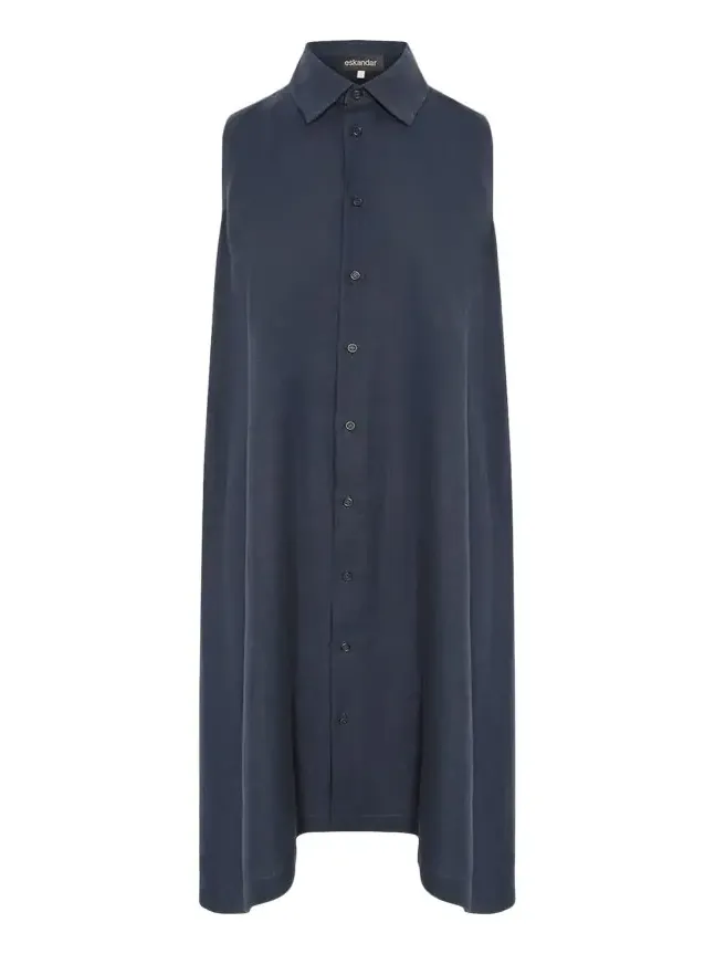 Side Pleated Sleeveless Midi Shirtdress with Collar Side Pleated Sleeveless Midi Shirtdress with Collar