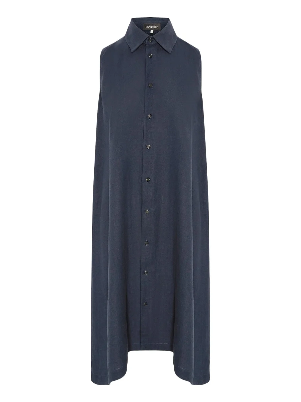 Side Pleated Sleeveless Midi Shirtdress with Collar Side Pleated Sleeveless Midi Shirtdress with Collar