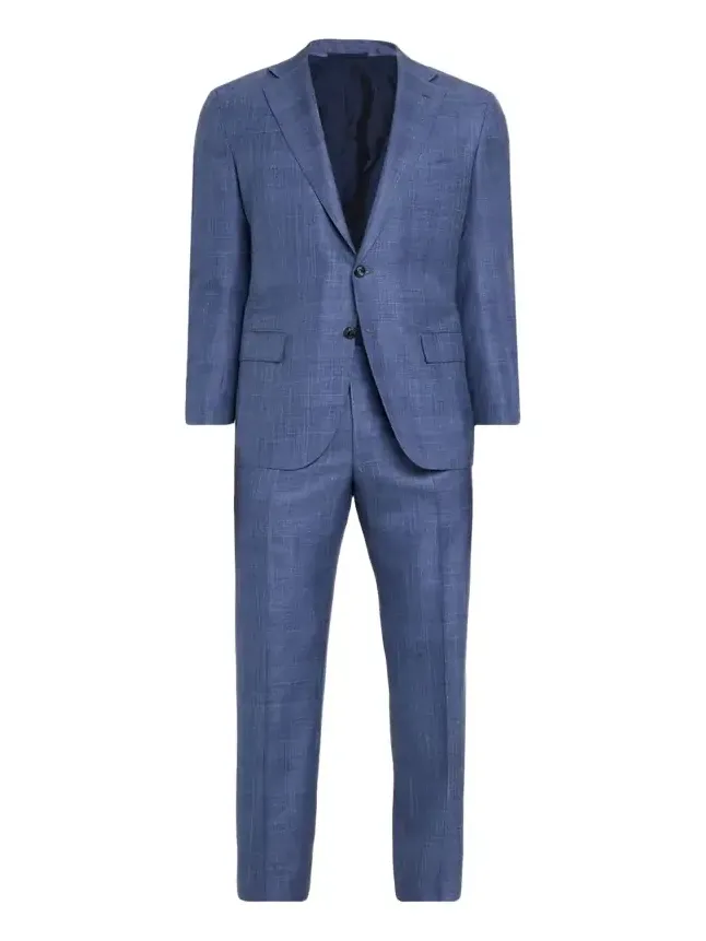 Kiton Men's Virgin Wool and Silk Plaid Two-Piece Suit