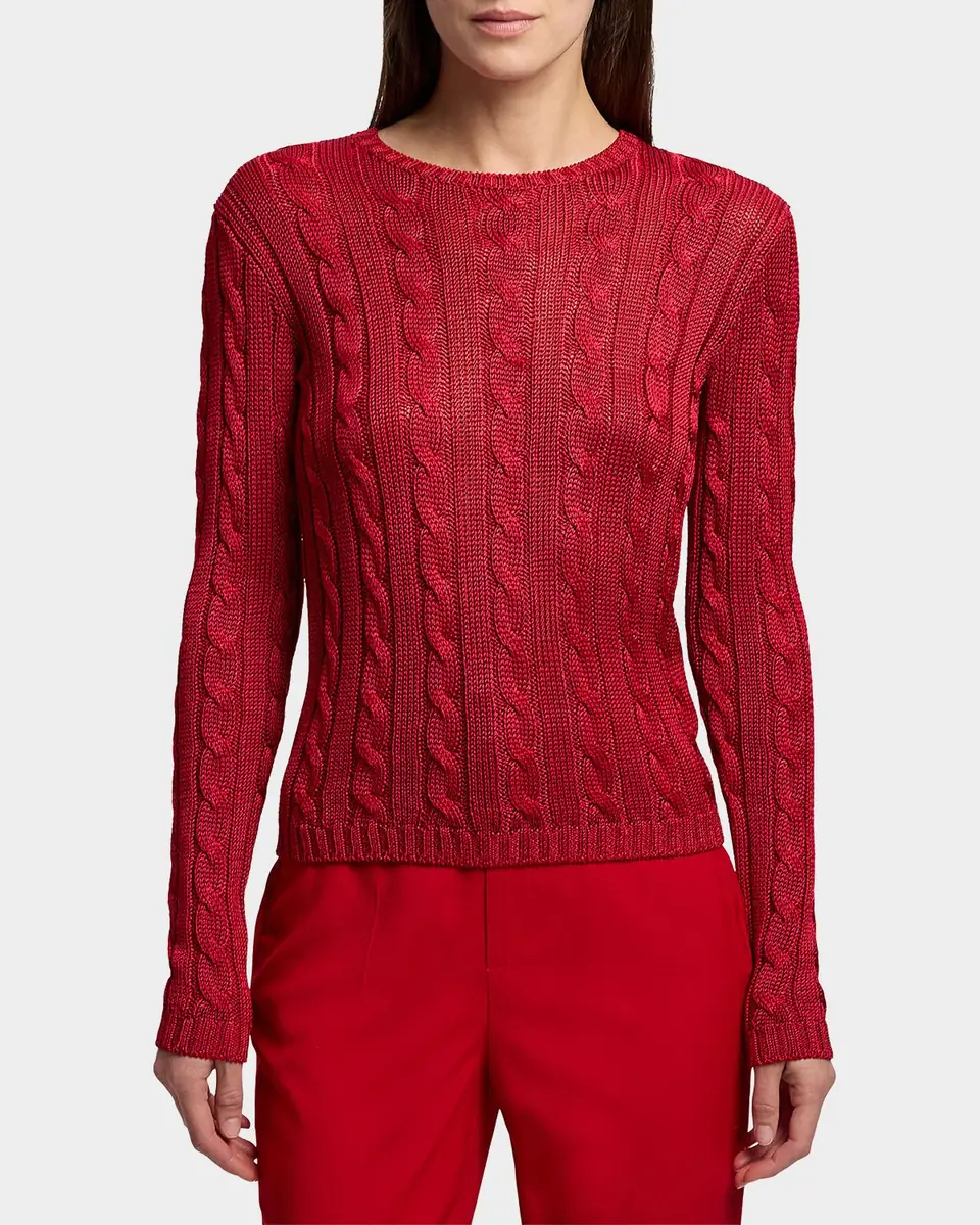 Ralph Lauren Collection Cable-Knit Silk Crewneck Sweater | Thumbnail 7 Ralph Lauren Collection Cable-Knit Silk Crewneck Sweater | Thumbnail 7