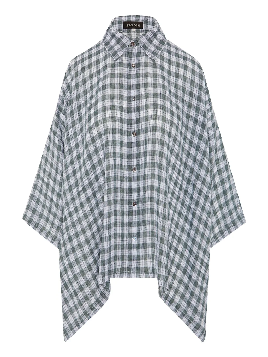 Eskandar Linen DPS Short Sleeve Shirt With Collar - Mid Plus Length
