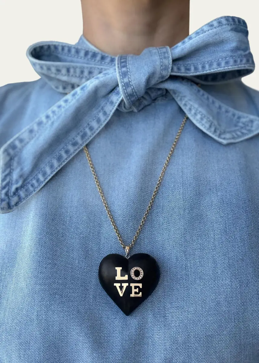 Haute Victoire LOVE Ebony and Diamond Pendant | Thumbnail 2 Haute Victoire LOVE Ebony and Diamond Pendant | Thumbnail 2