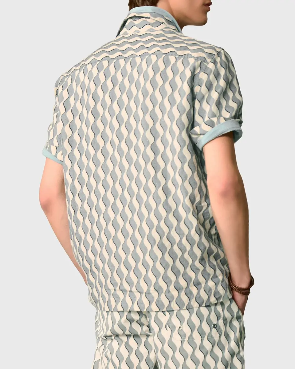 Frescobol Carioca Roberto Geometric Linen Button-Down Shirt | Thumbnail 7