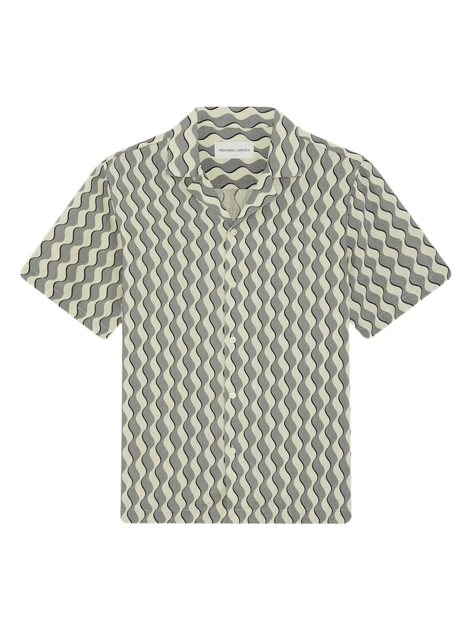 Roberto Geometric Linen Button-Down Shirt Roberto Geometric Linen Button-Down Shirt
