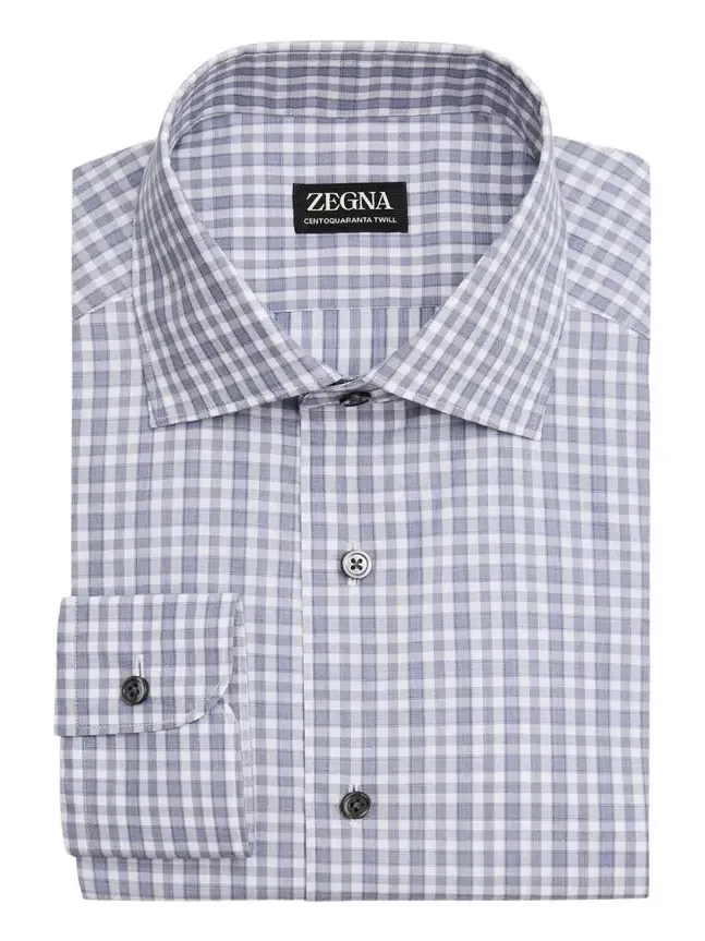 Men's Centoquaranta Twill Cotton Plaid Dress Shirt Men's Centoquaranta Twill Cotton Plaid Dress Shirt