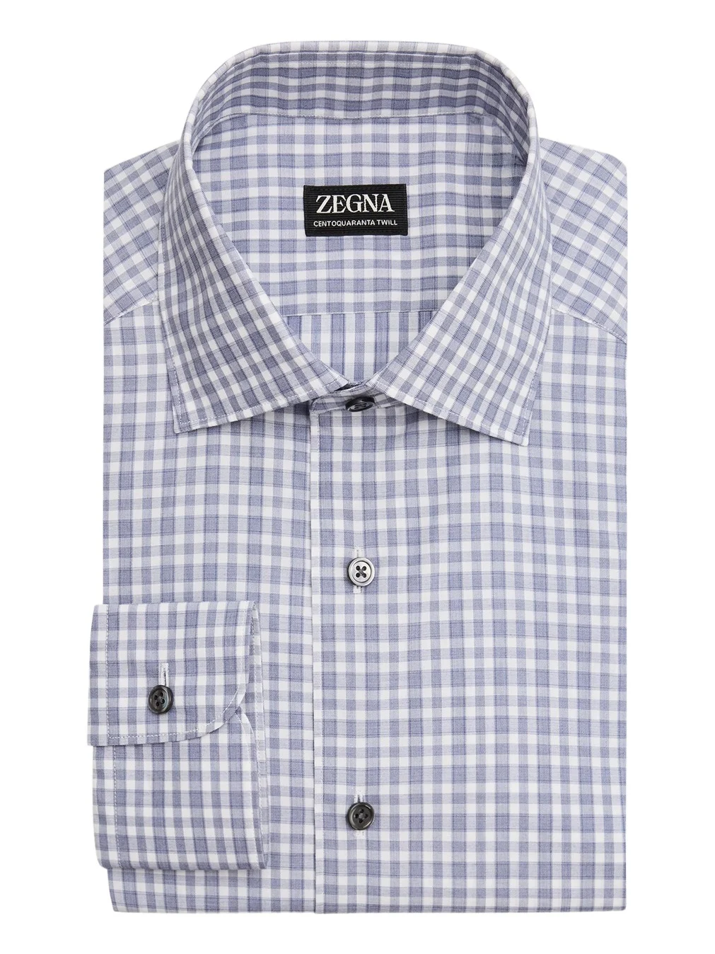 Zegna Men's Centoquaranta Twill Cotton Plaid Dress Shirt
