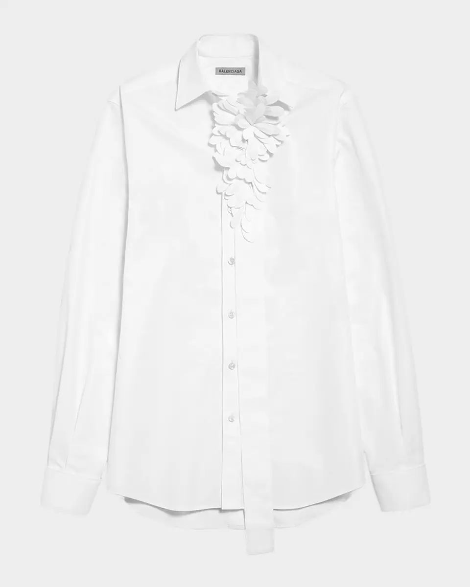 Balenciaga Garden Flower Cotton Poplin Button-Down Shirt | Thumbnail 3 Balenciaga Garden Flower Cotton Poplin Button-Down Shirt | Thumbnail 3
