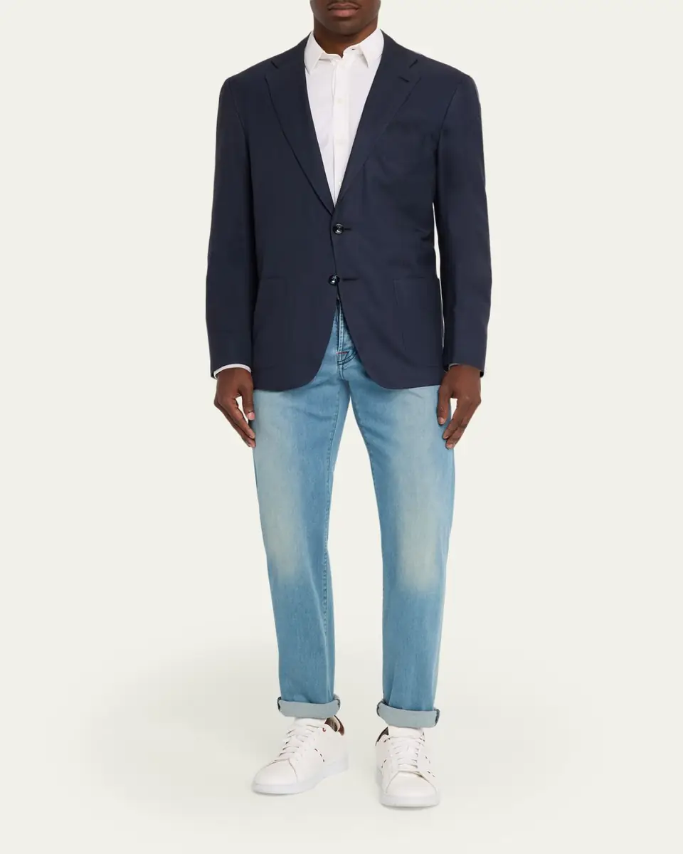Kiton Men's Washed Cashmere Single-Breasted Jacket | Thumbnail 2 Kiton Men's Washed Cashmere Single-Breasted Jacket | Thumbnail 2