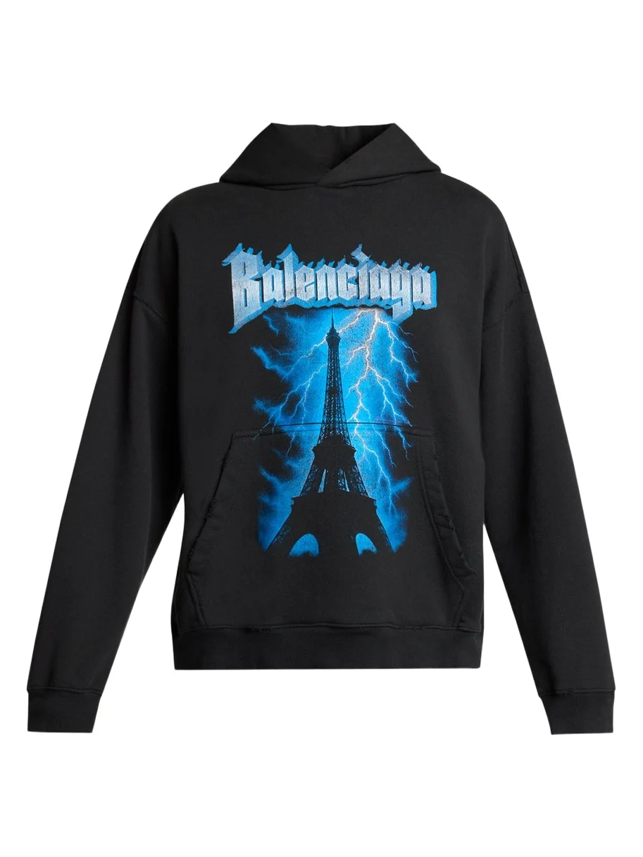 Balenciaga Men's Paris Thunderstorm Medium-Fit Hoodie