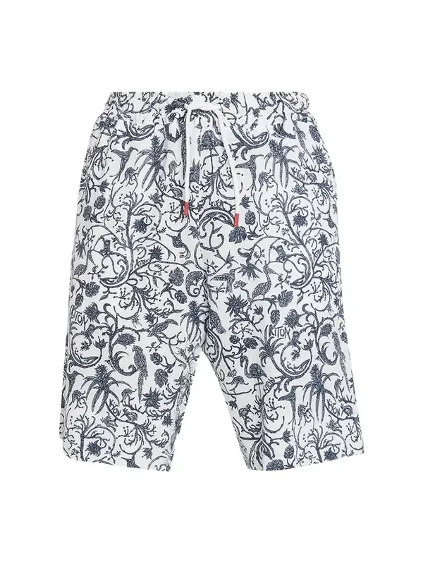 Men's Printed Linen Drawstring Shorts