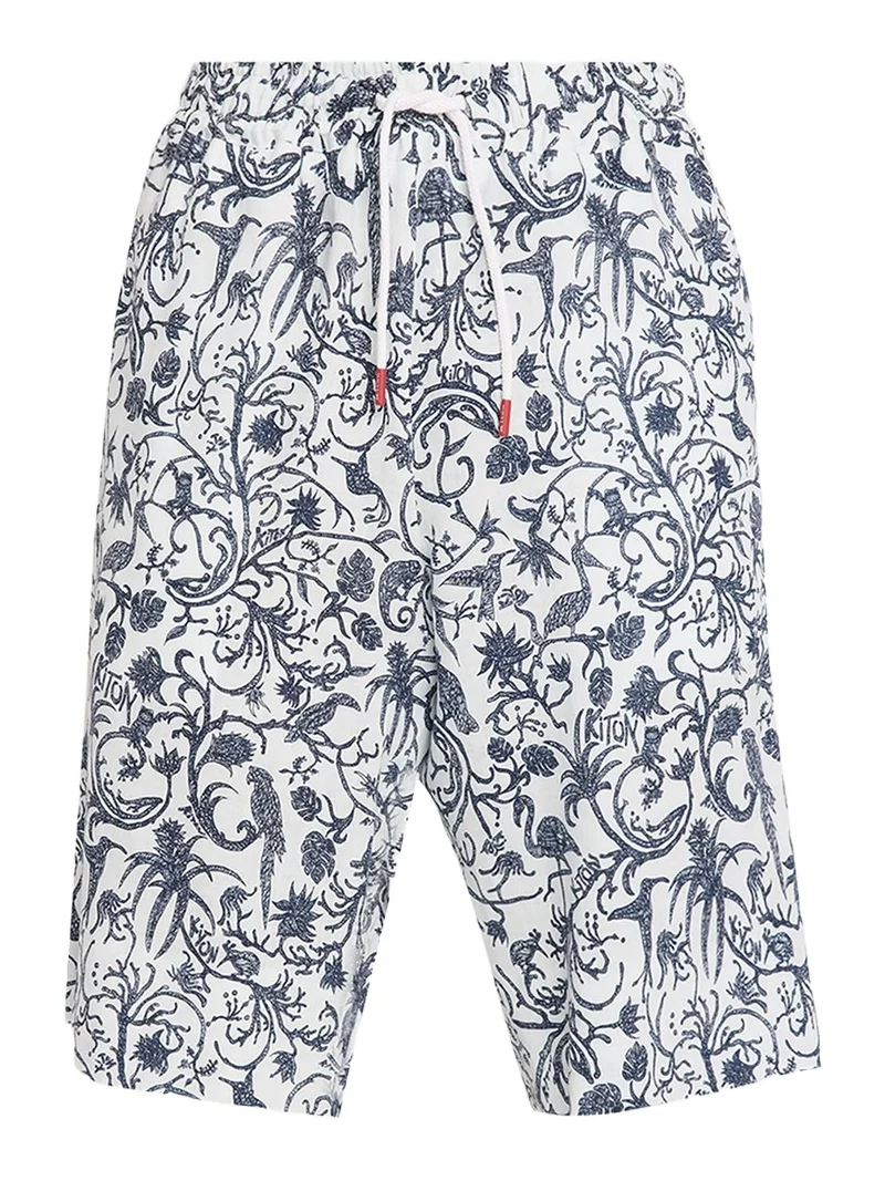 Men's Printed Linen Drawstring Shorts Men's Printed Linen Drawstring Shorts