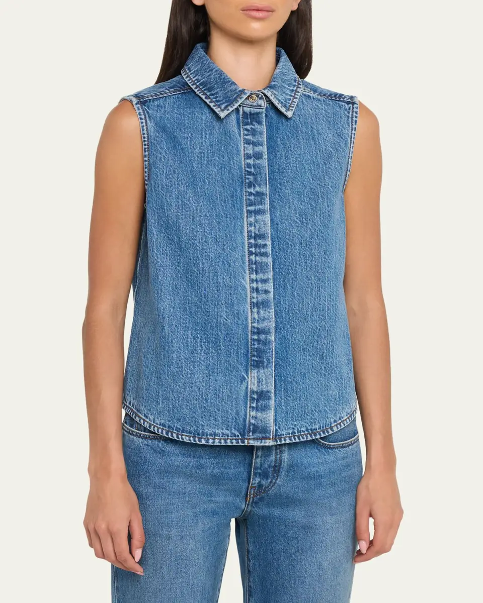 STILL HERE Emma Sleeveless Denim Top | Thumbnail 4 STILL HERE Emma Sleeveless Denim Top | Thumbnail 4