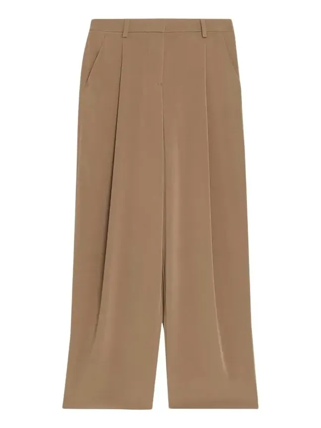 High-Rise Pleated Straight-Leg Trousers