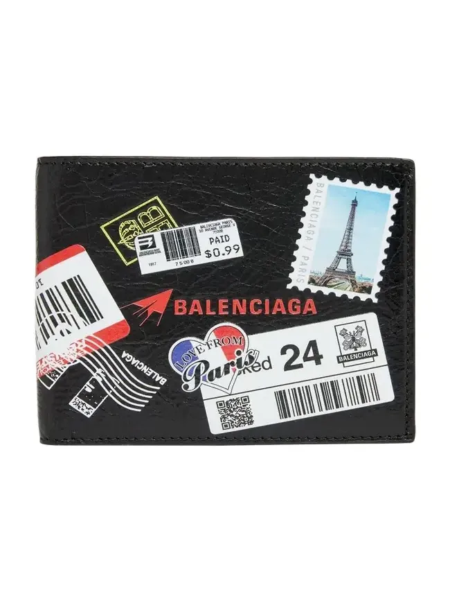 Balenciaga Men's Mail Artwork Cash Square Bifold Wallet