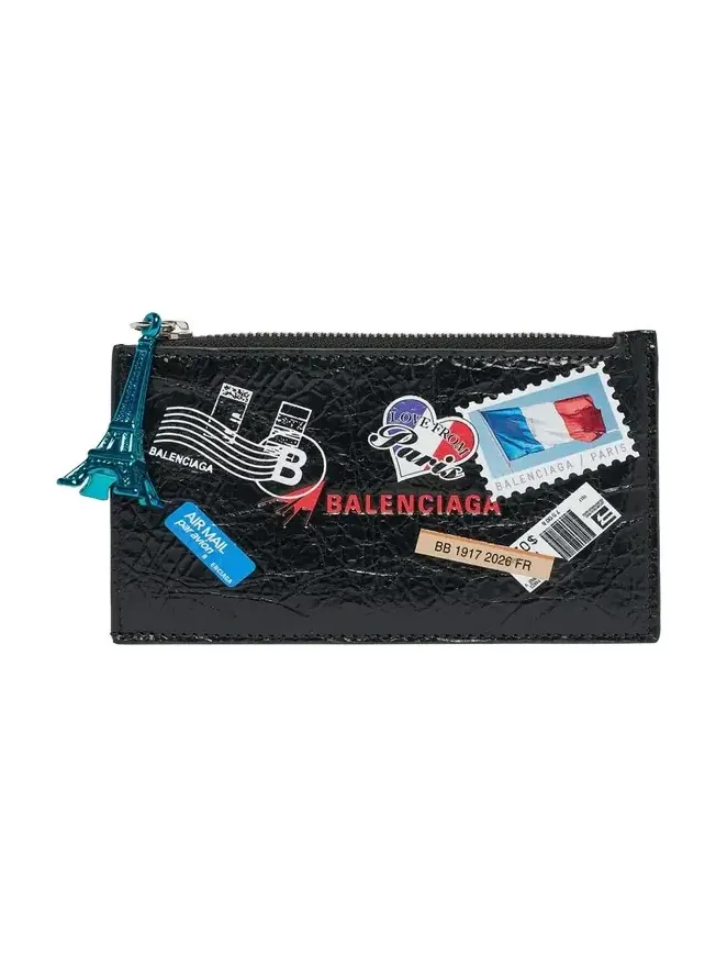 Balenciaga Men's Mail Artwork Cash Long Coin Card Holder