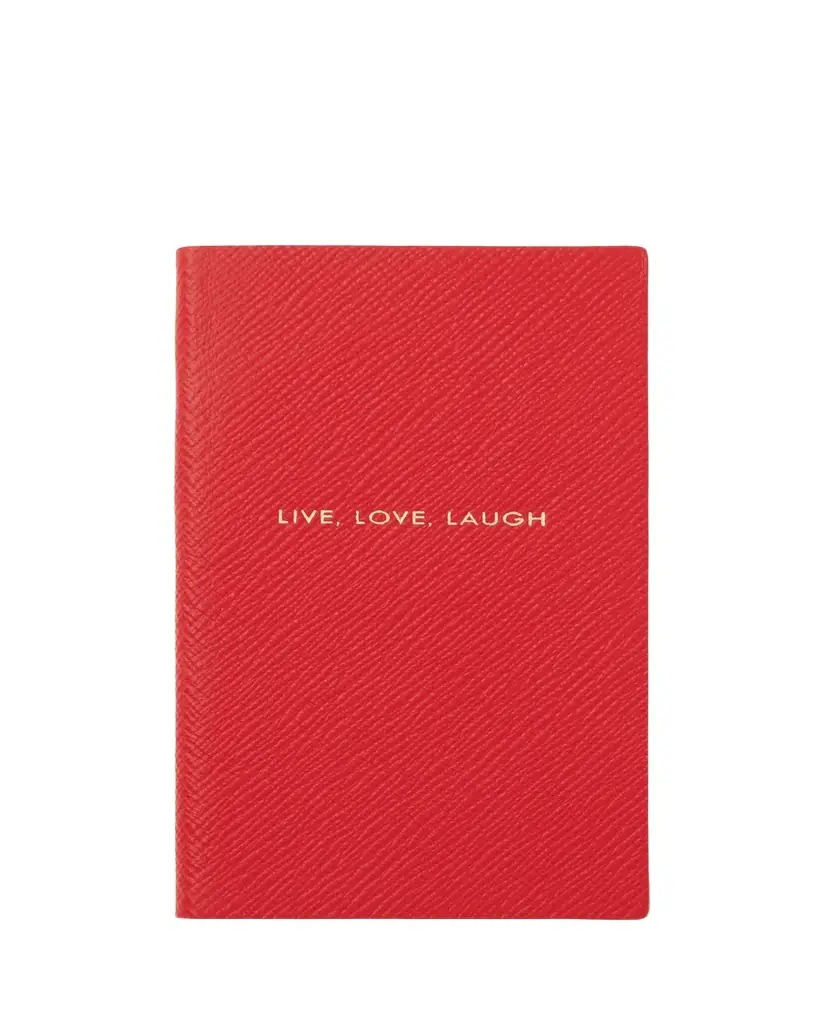 Smythson "Live, Love, Laugh" Panama Leather Pocket Notebook
