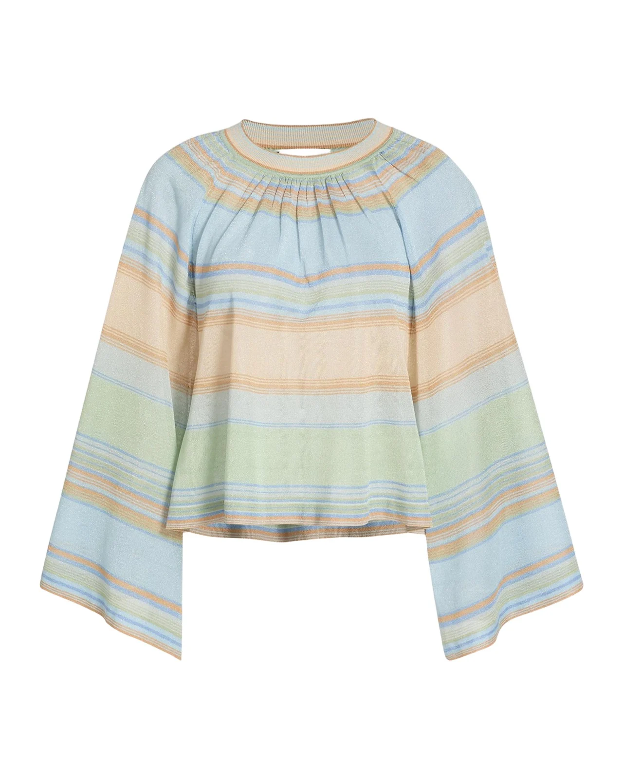 Indra Stripe Bell-Sleeve Top