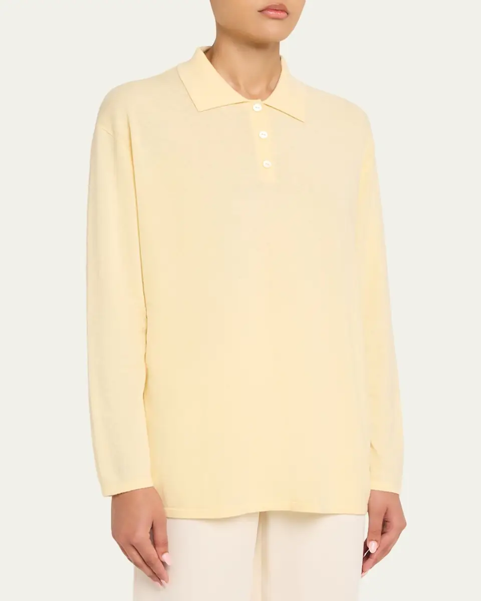 Lisa Yang Caisa Cotton-Cashmere Knit Polo Sweater | Thumbnail 4