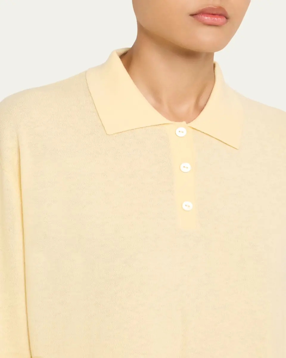 Lisa Yang Caisa Cotton-Cashmere Knit Polo Sweater | Thumbnail 5