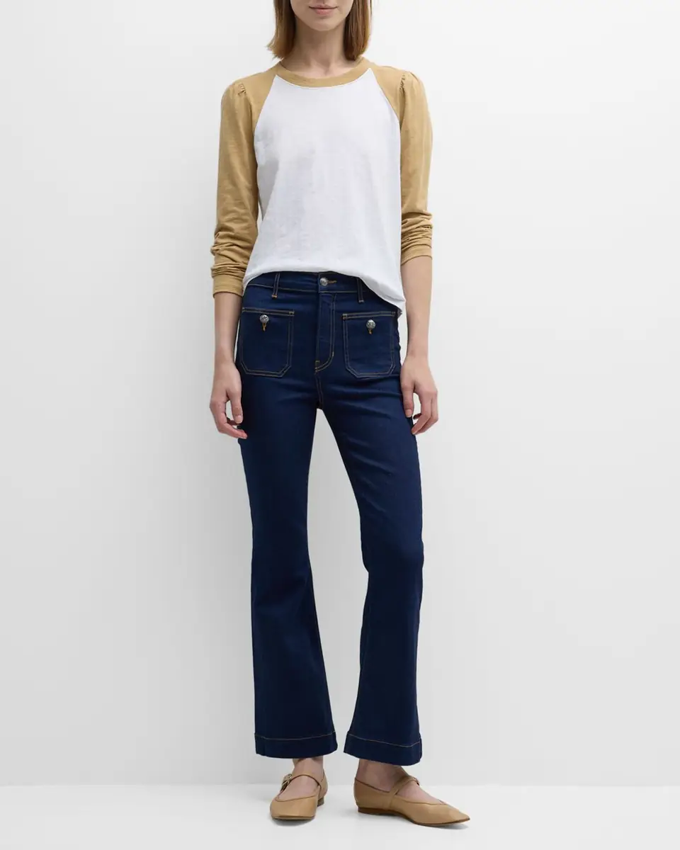 Veronica Beard Carson High Rise Ankle Flare Jeans with Patch Pockets | Thumbnail 3 Veronica Beard Carson High Rise Ankle Flare Jeans with Patch Pockets | Thumbnail 3