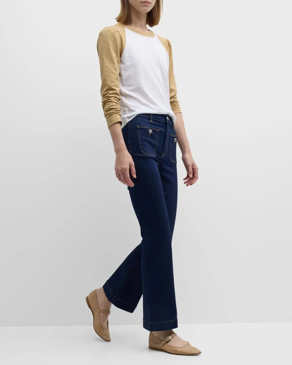 Veronica Beard Carson High Rise Ankle Flare Jeans with Patch Pockets | Thumbnail 7 Veronica Beard Carson High Rise Ankle Flare Jeans with Patch Pockets | Thumbnail 7
