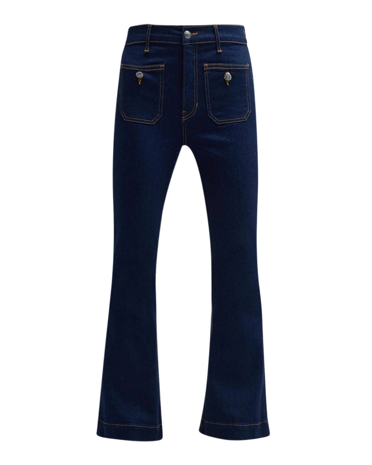 Veronica Beard Carson High Rise Ankle Flare Jeans with Patch Pockets