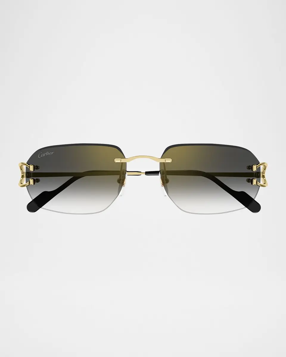 Cartier Men's Rimless Metal Rectangle Sunglasses | Thumbnail 2 Cartier Men's Rimless Metal Rectangle Sunglasses | Thumbnail 2
