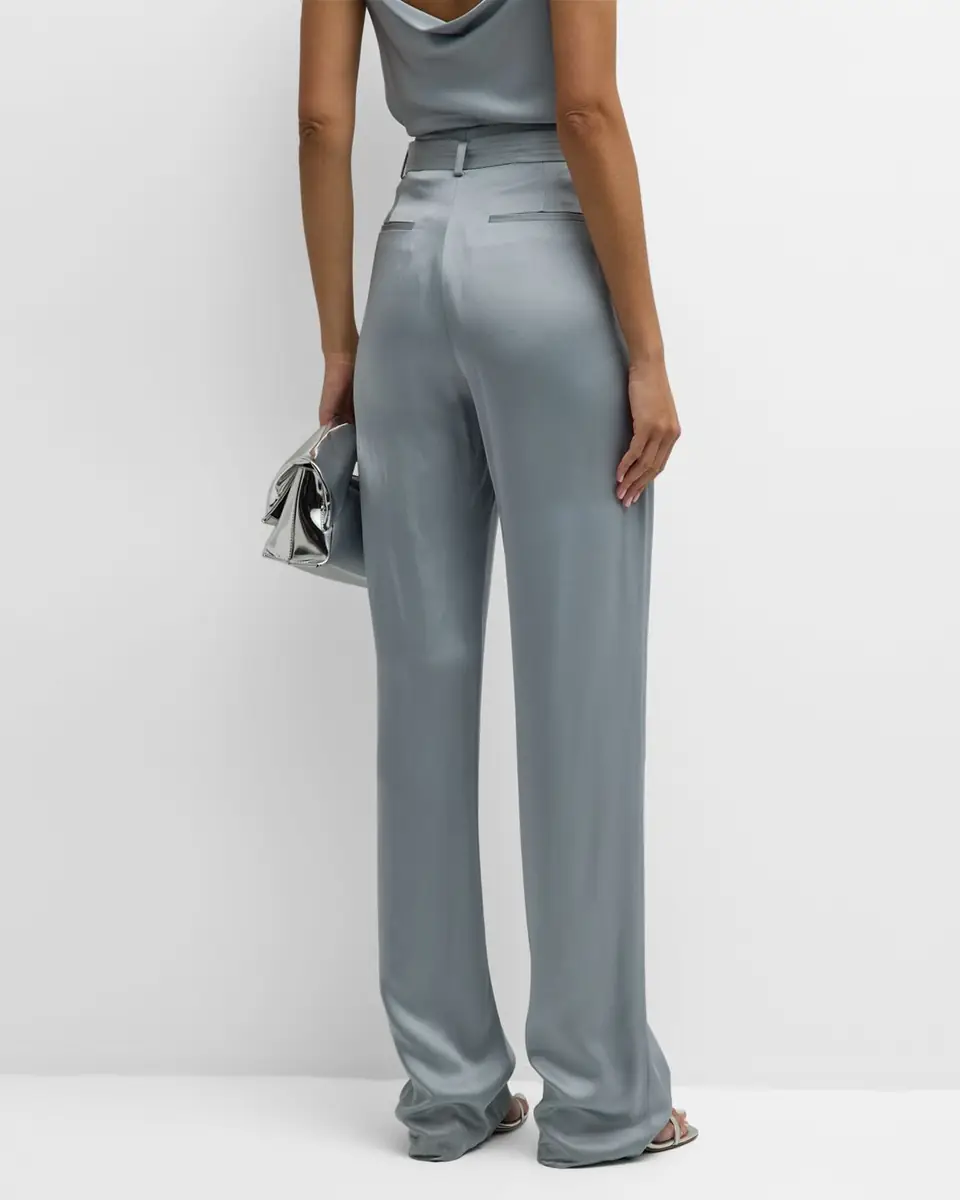 LAPOINTE High-Rise Belted Pleated Straight-Leg Doubleface Satin Pants | Thumbnail 5 LAPOINTE High-Rise Belted Pleated Straight-Leg Doubleface Satin Pants | Thumbnail 5