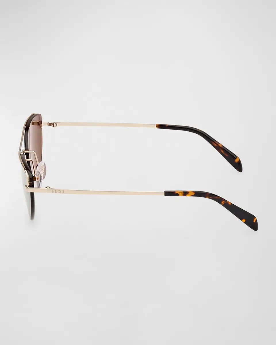 Pucci Semi-Rimmed Metal & Acetate Cat-Eye Sunglasses | Thumbnail 3
