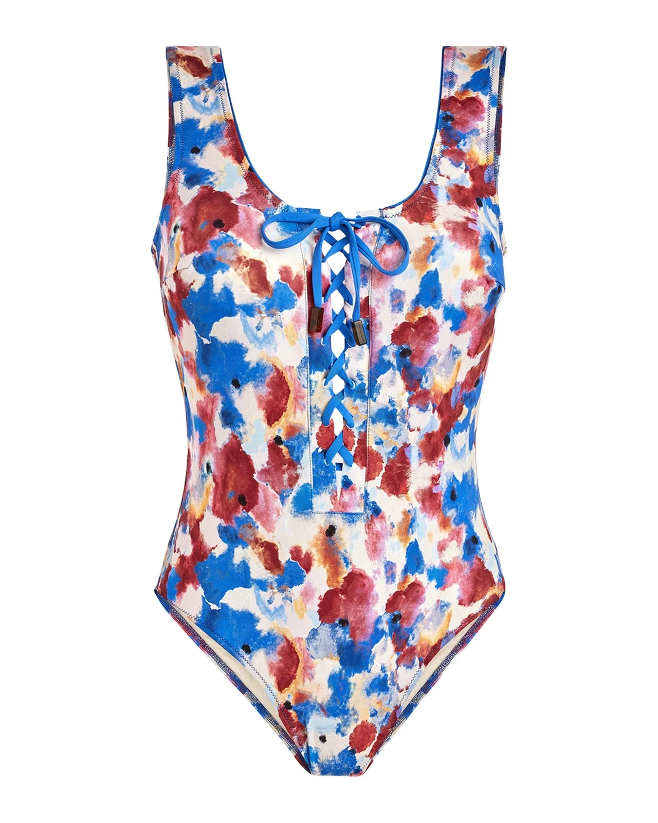 Flowers In The Sky Jersey Lace-Up One-Piece Swimsuit