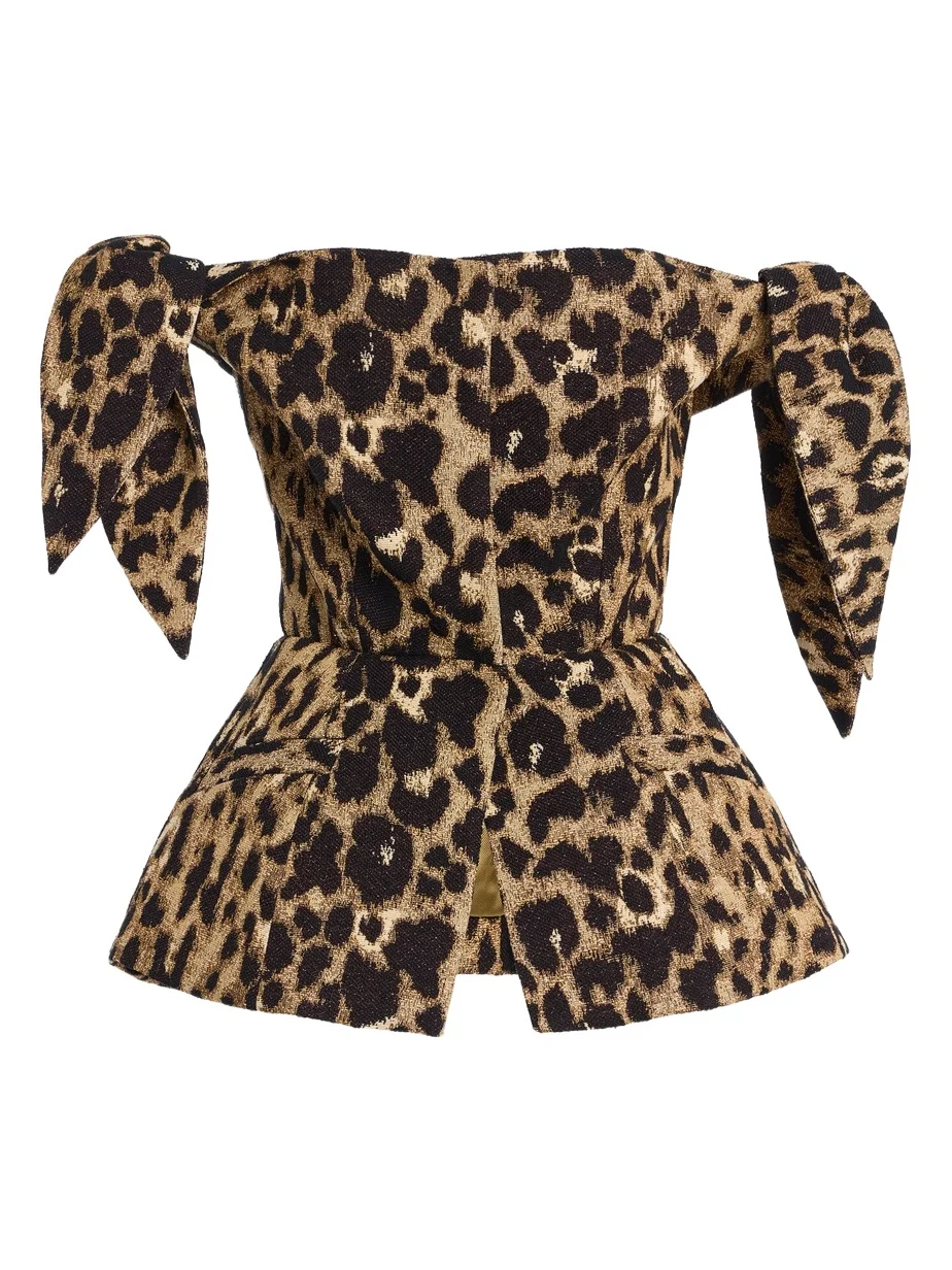 Harithand Exclusive Leopard Jacquard Top