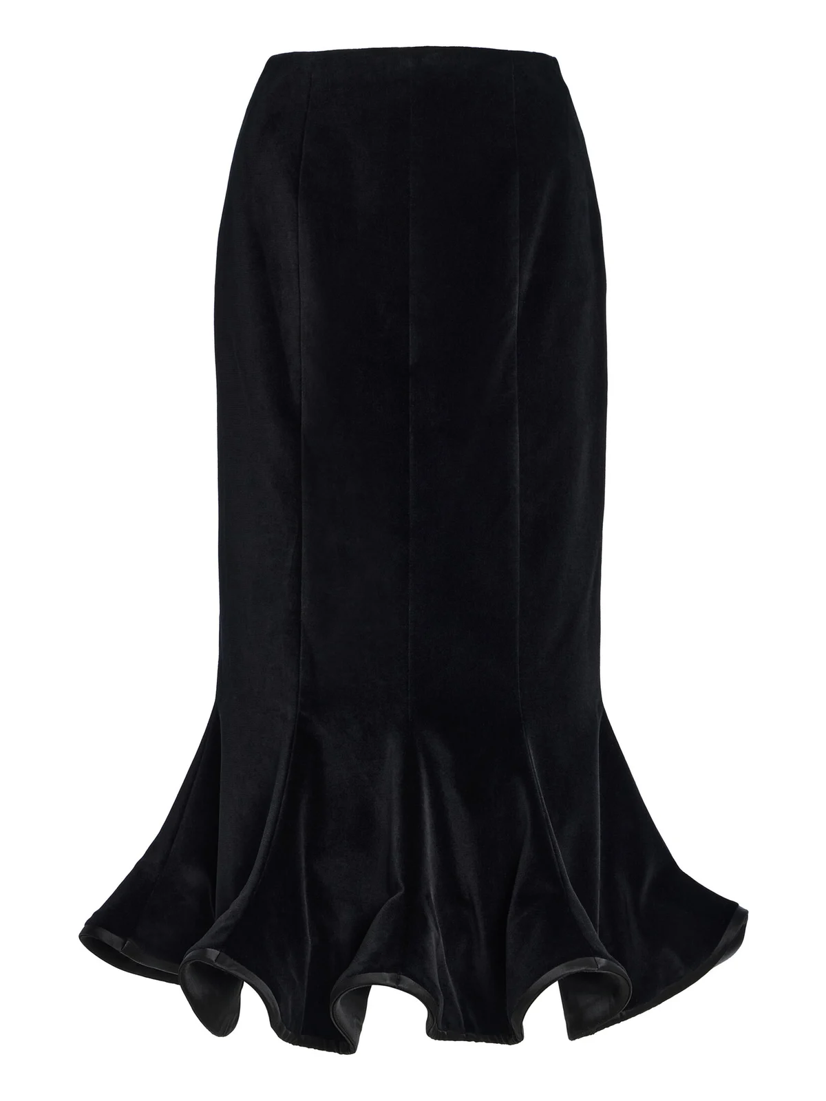 Harithand Exclusive Ruffled Velvet Midi Skirt