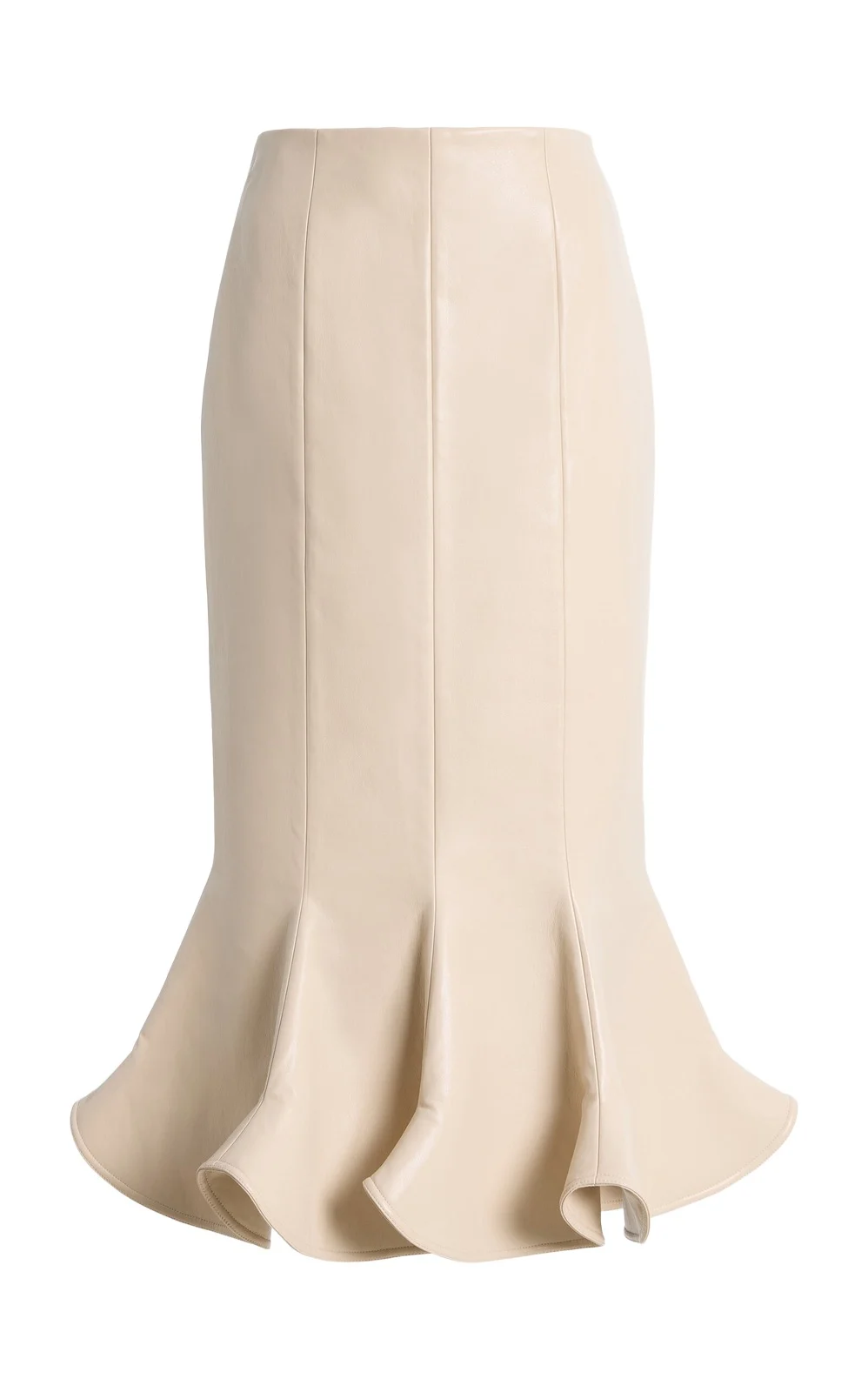 Harithand Exclusive Ruffled Leather Midi Skirt