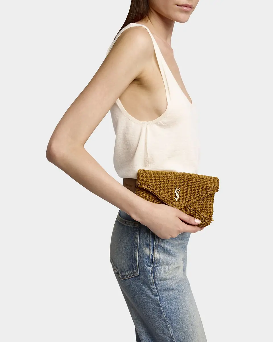 Saint Laurent Cassandre Small YSL Clutch Bag in Raffia | Thumbnail 2 Saint Laurent Cassandre Small YSL Clutch Bag in Raffia | Thumbnail 2