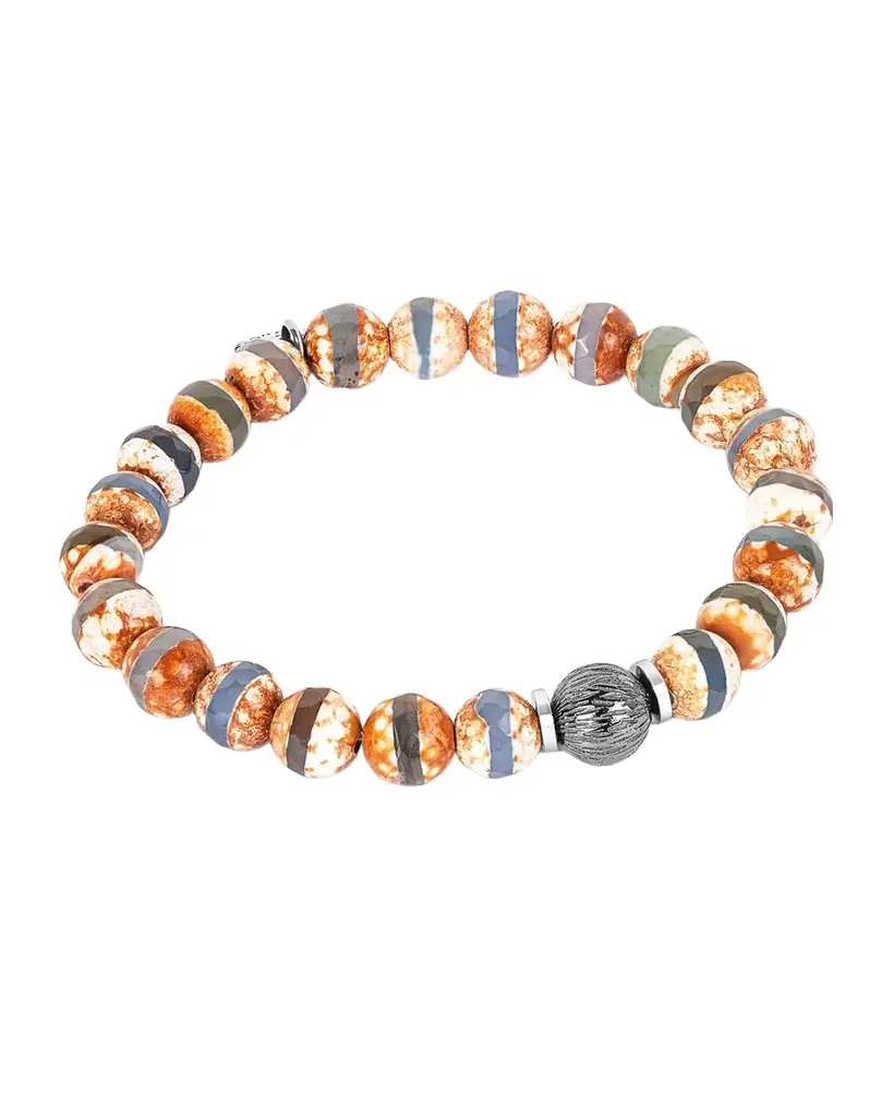 Tateossian Men's Brown Agate Beaded Bracelet | Image 1 Tateossian Men's Brown Agate Beaded Bracelet | Image 1
