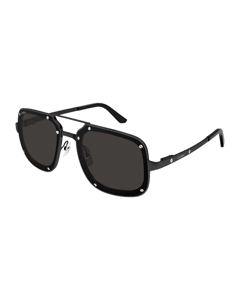 Cartier Men's Double-Bridge Metal Rectangle Sunglasses | Image 1 Cartier Men's Double-Bridge Metal Rectangle Sunglasses | Image 1