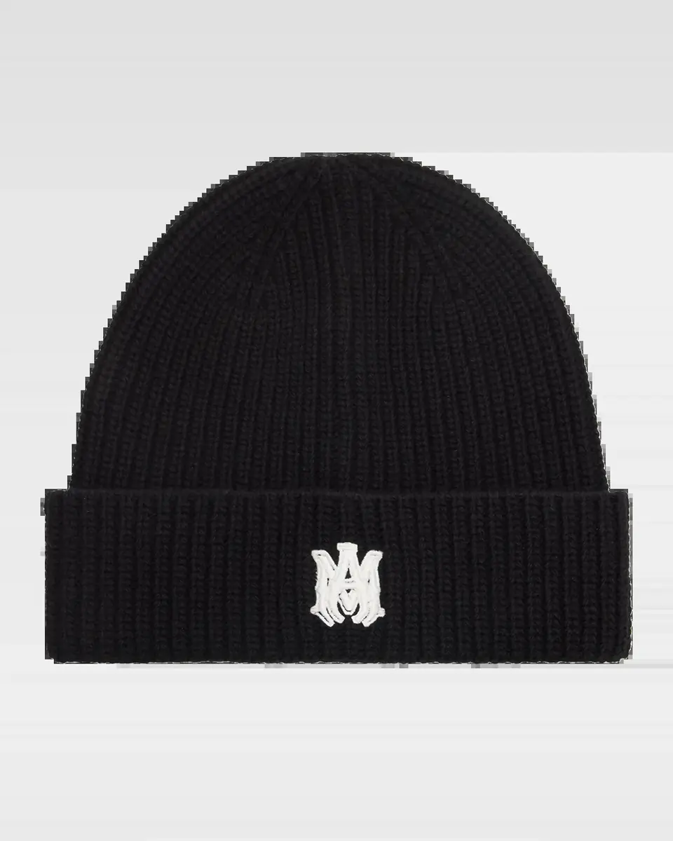 AMIRI Men's MA Embroidered Wool Rib Beanie Hat | Thumbnail 2