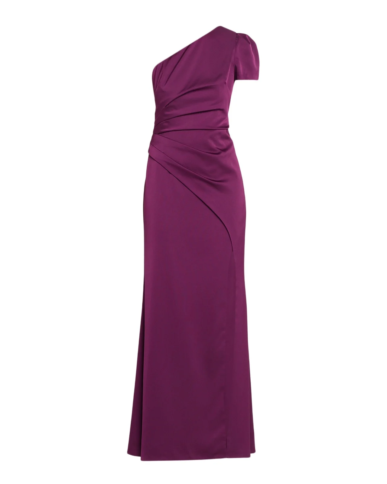 Aidan Mattox Pleated One-Shoulder Crepe Back Satin Gown