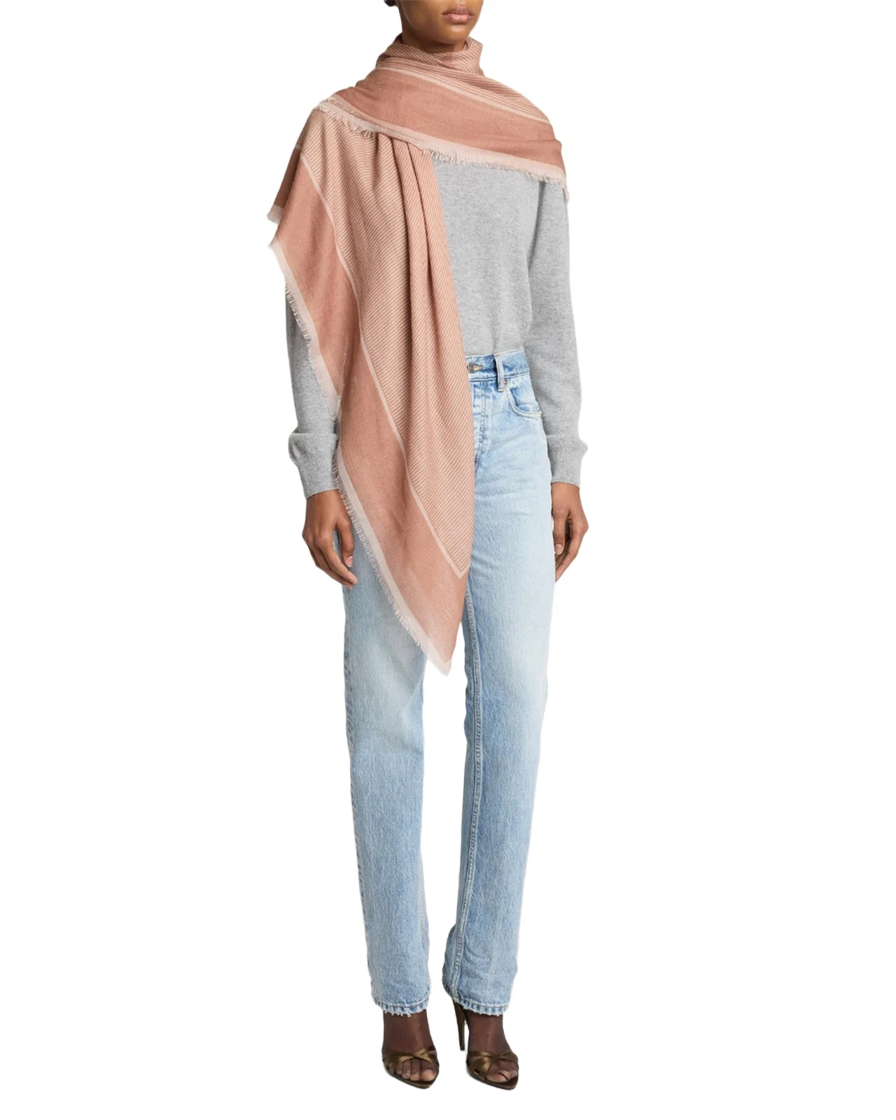 Saint Laurent Cassandre Cashmere & Silk Etamine Scarf