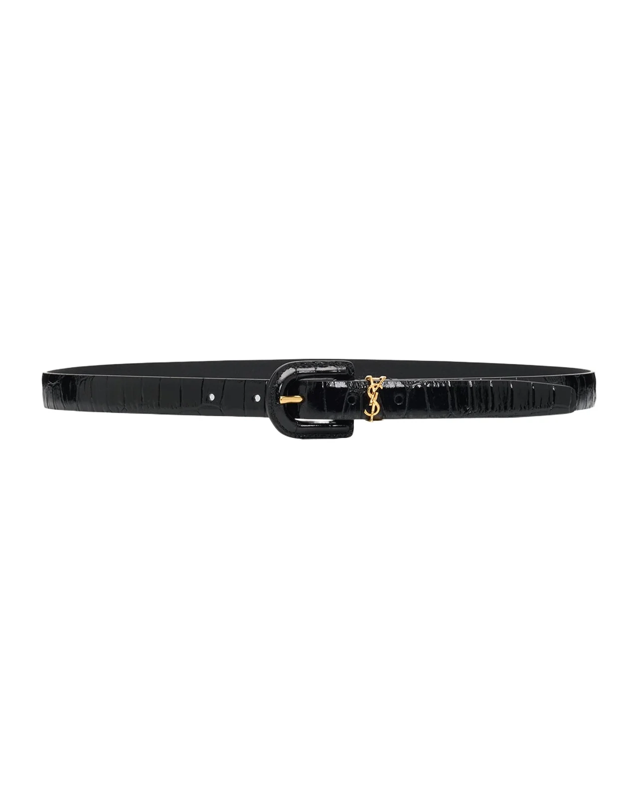 Cassandre Croco-Embossed Leather Thin Belt