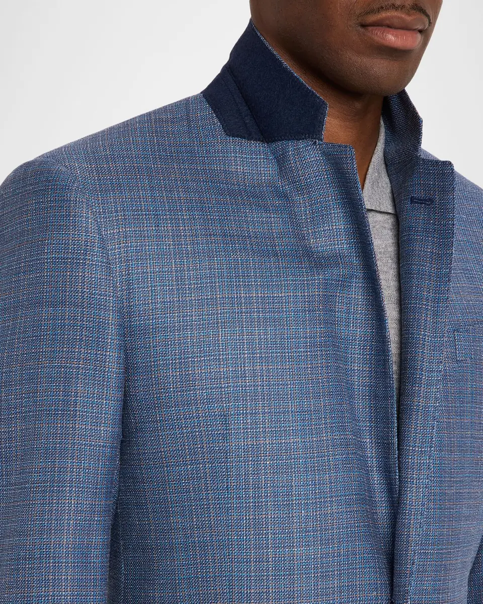 Emporio Armani Men's Micro Check Wool-Blend Sport Coat | Thumbnail 7 Emporio Armani Men's Micro Check Wool-Blend Sport Coat | Thumbnail 7
