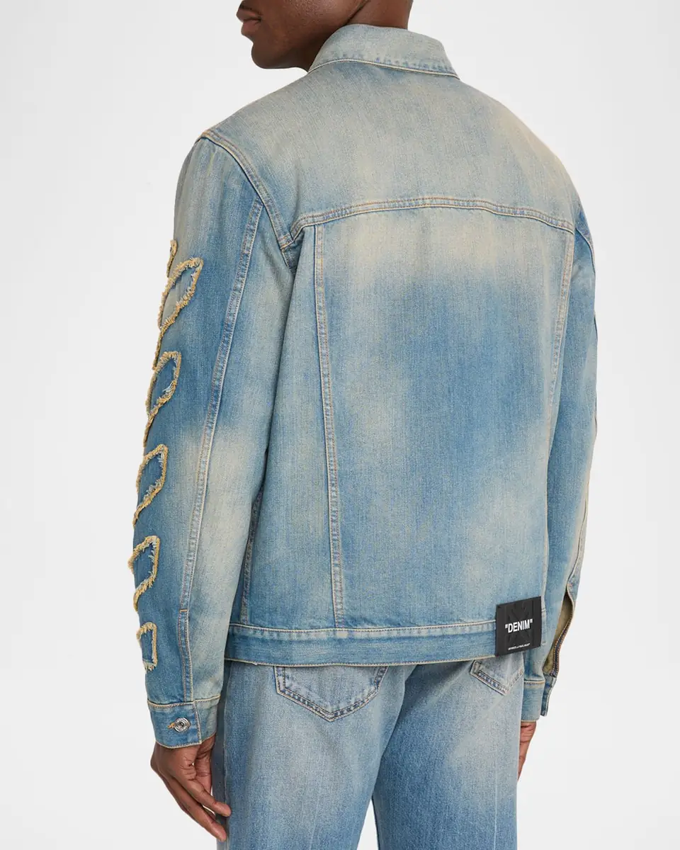 Off-White Men's Diagonal Raw Patch Denim Jacket | Thumbnail 3 Off-White Men's Diagonal Raw Patch Denim Jacket | Thumbnail 3