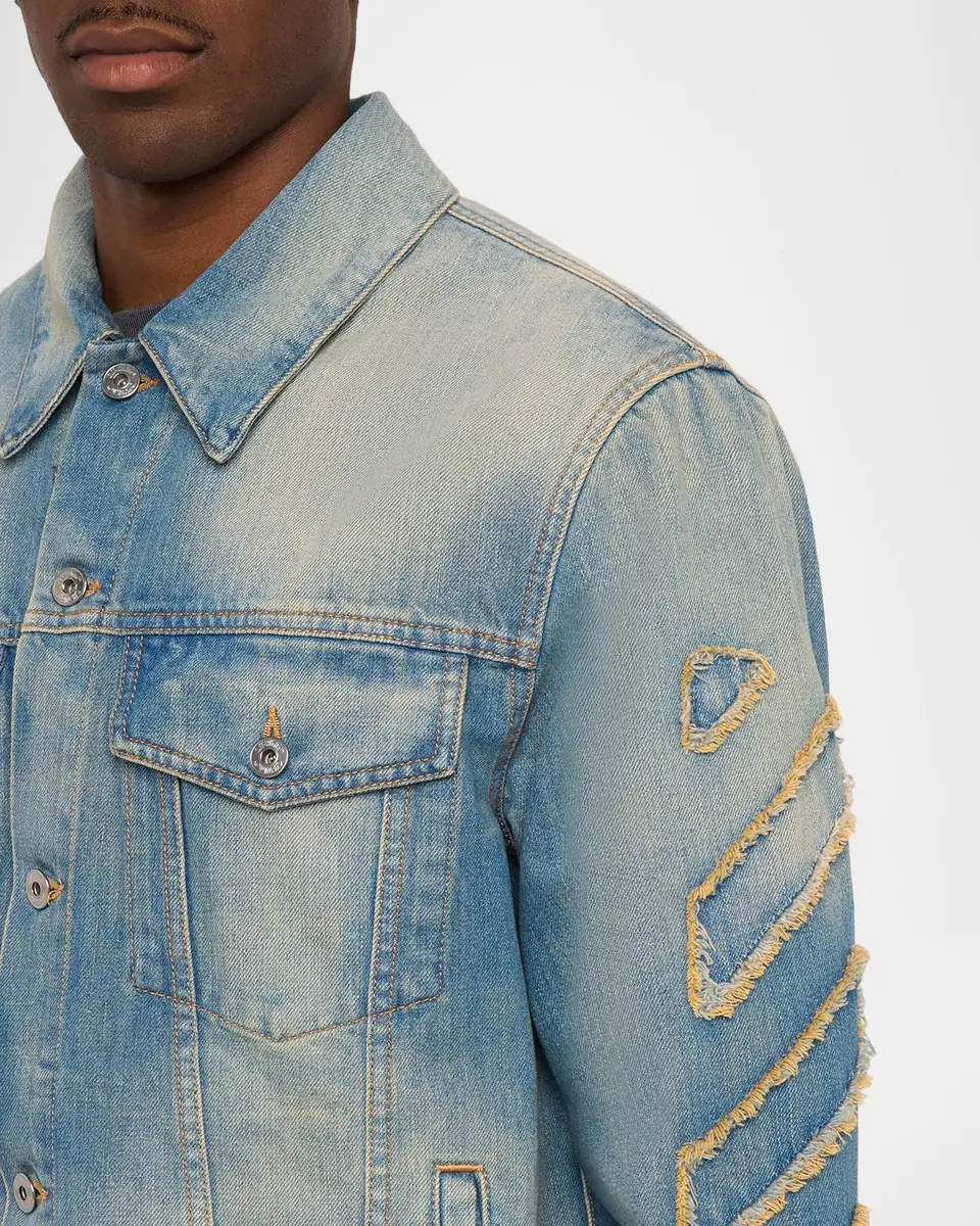 Off-White Men's Diagonal Raw Patch Denim Jacket | Thumbnail 5 Off-White Men's Diagonal Raw Patch Denim Jacket | Thumbnail 5
