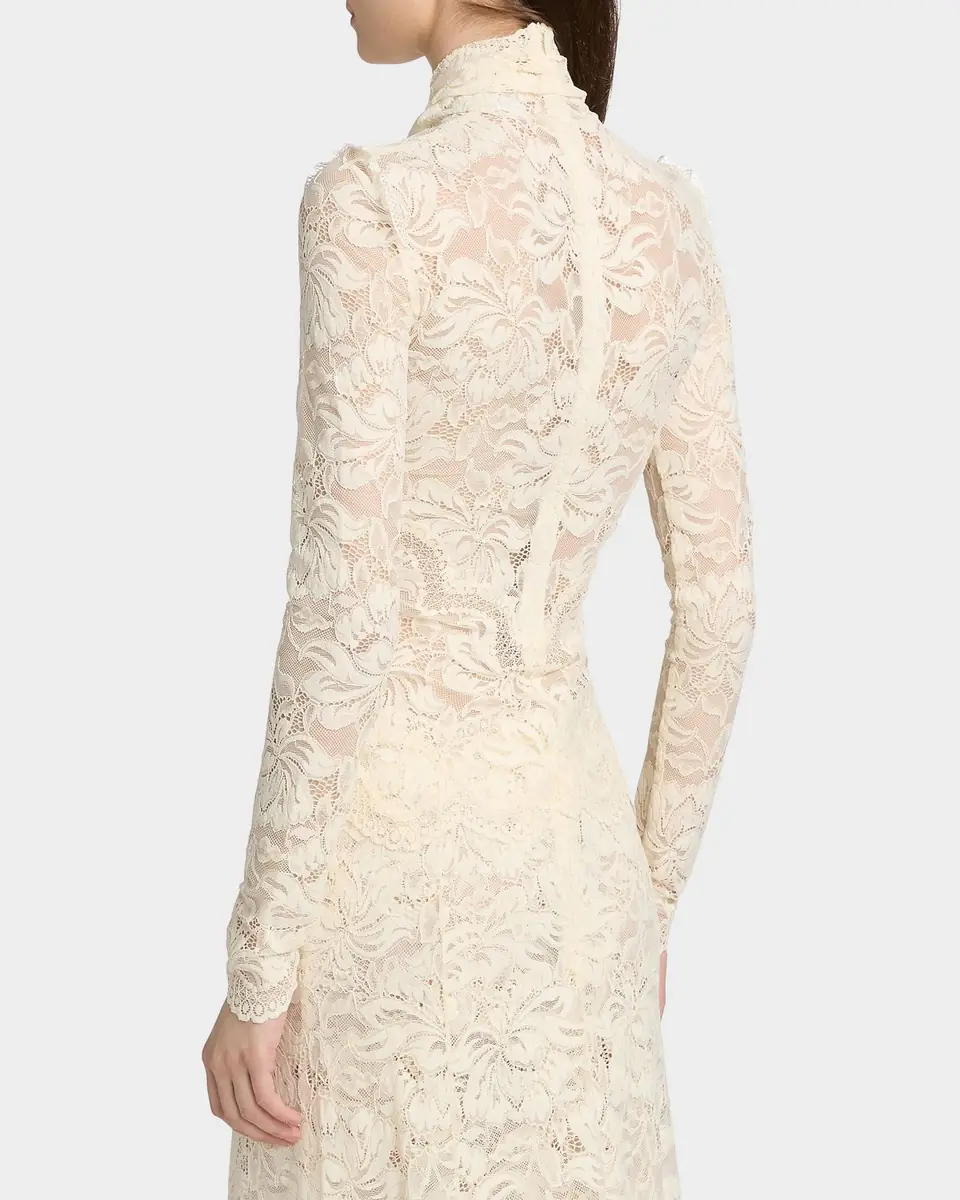 Rabanne Crisscross Mock-Neck Lace Long-Sleeve Top | Thumbnail 2 Rabanne Crisscross Mock-Neck Lace Long-Sleeve Top | Thumbnail 2