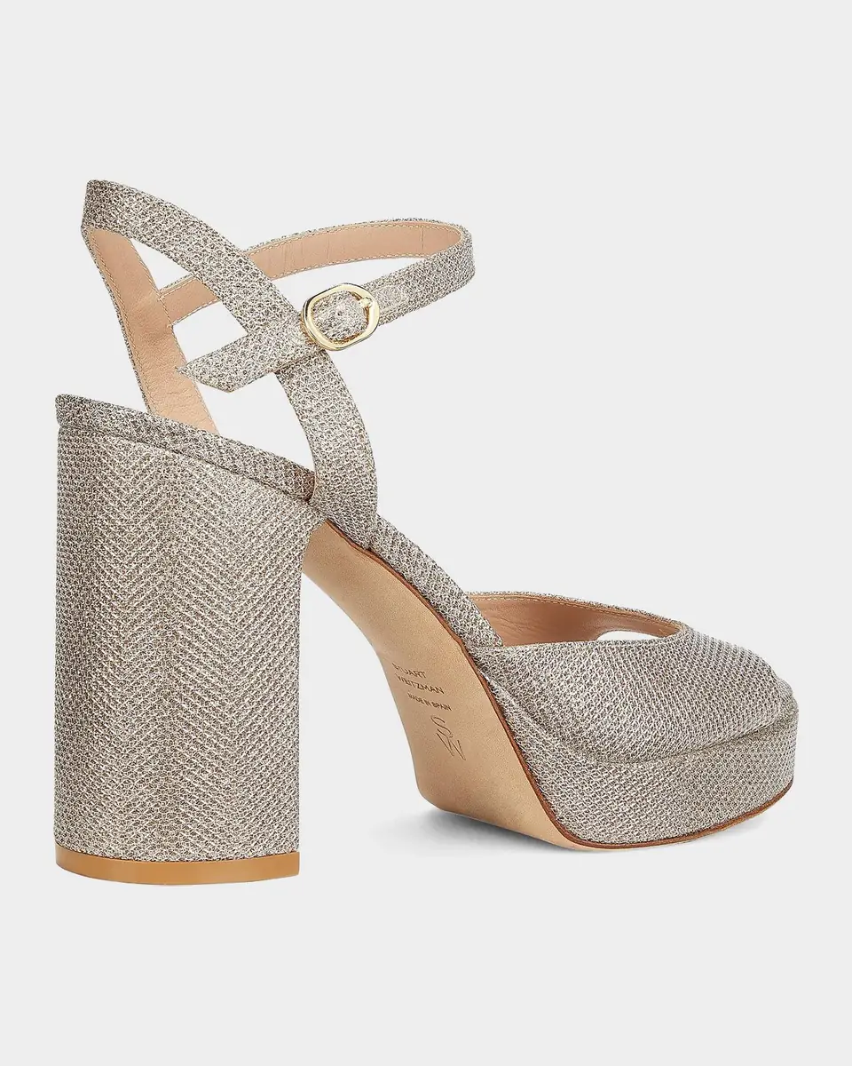 Stuart Weitzman 100mm Dayna II Metallic Platform Ankle-Strap Sandals | Thumbnail 2 Stuart Weitzman 100mm Dayna II Metallic Platform Ankle-Strap Sandals | Thumbnail 2