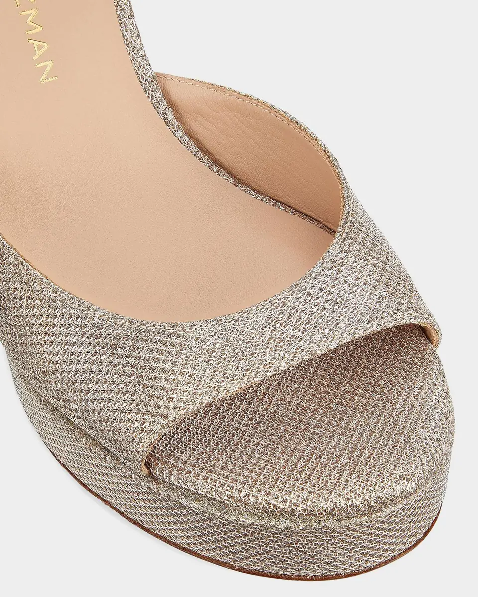 Stuart Weitzman 100mm Dayna II Metallic Platform Ankle-Strap Sandals | Thumbnail 3 Stuart Weitzman 100mm Dayna II Metallic Platform Ankle-Strap Sandals | Thumbnail 3