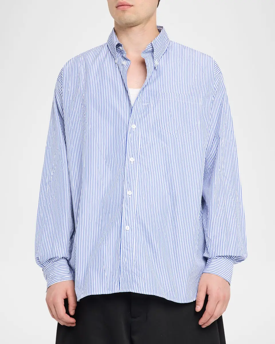 Willy Chavarria Men's Veterano-Stripe Cotton-Blend Sport Shirt | Thumbnail 4 Willy Chavarria Men's Veterano-Stripe Cotton-Blend Sport Shirt | Thumbnail 4
