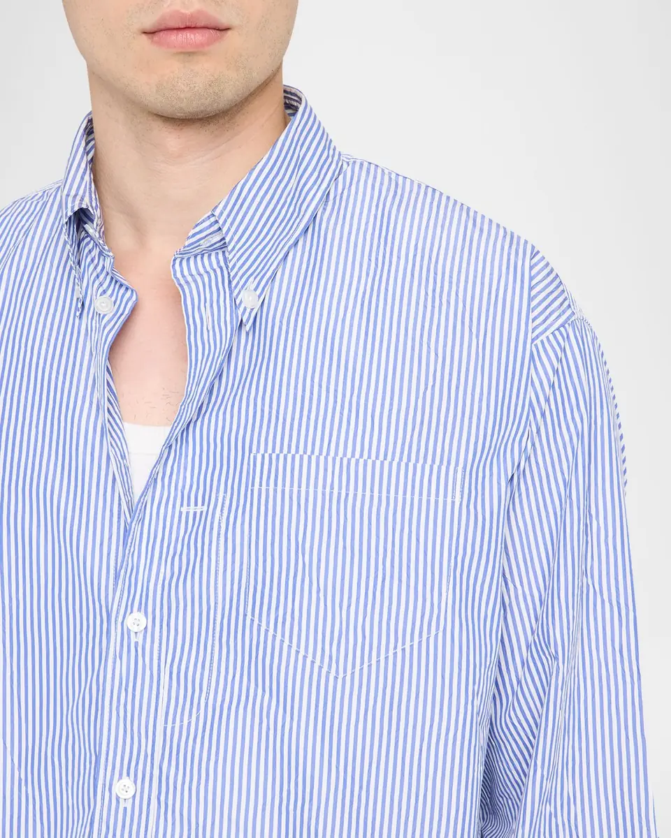 Willy Chavarria Men's Veterano-Stripe Cotton-Blend Sport Shirt | Thumbnail 5 Willy Chavarria Men's Veterano-Stripe Cotton-Blend Sport Shirt | Thumbnail 5