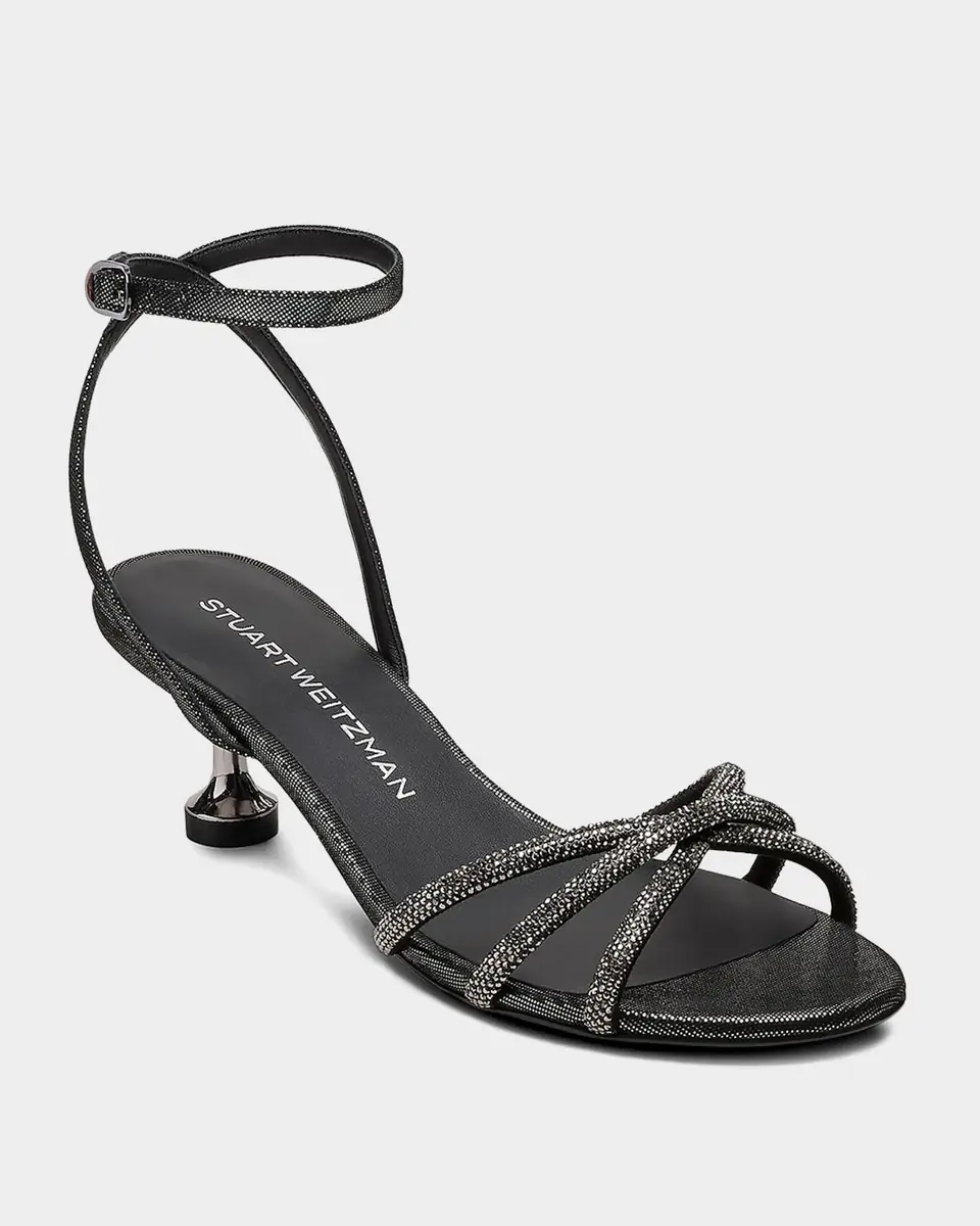 Stuart Weitzman 50mm Nudistini Shine Leather Noir Ankle-Strap Sandals | Thumbnail 2