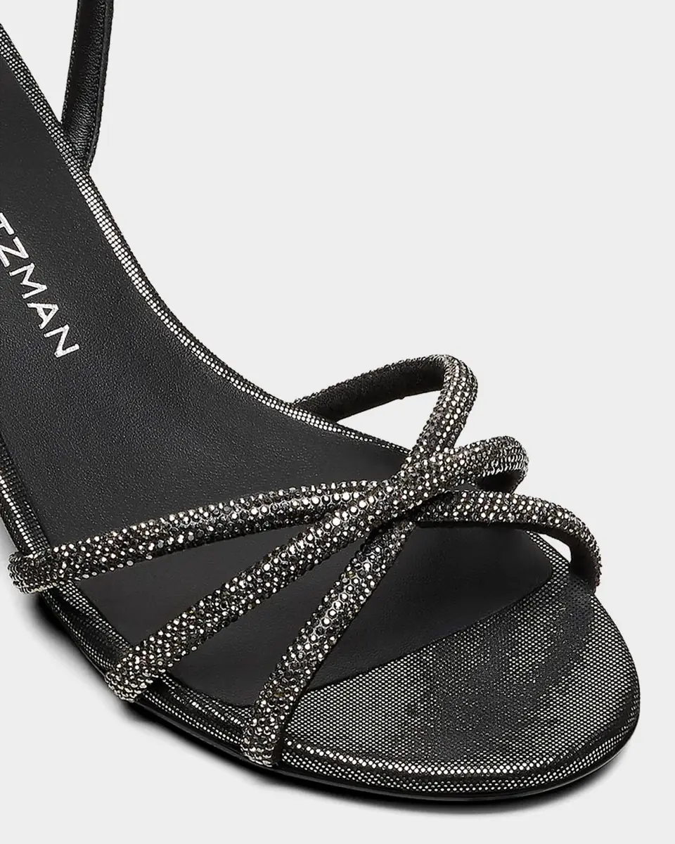 Stuart Weitzman 50mm Nudistini Shine Leather Noir Ankle-Strap Sandals | Thumbnail 3